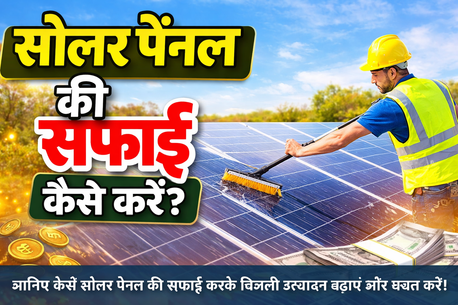 Solar panel ko kaise clean kar sakte hai?