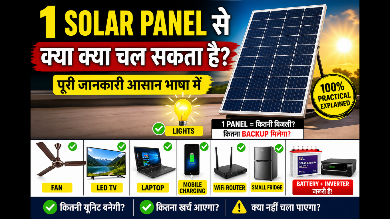 1 Solar Panel se kya kya Chal Sakta hai?