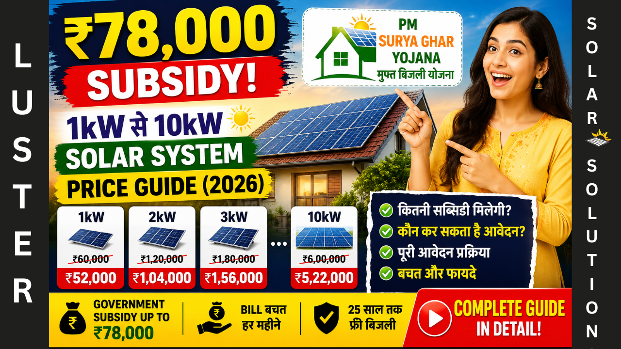 1kW to 10 kW Solar System Price and 78,000 Subsidy Guide